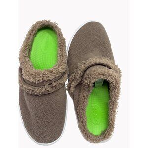 OOFOS Womens W9 EU40 OOcoozie Mule Shoes Brown Plush Lined Recovery Clogs